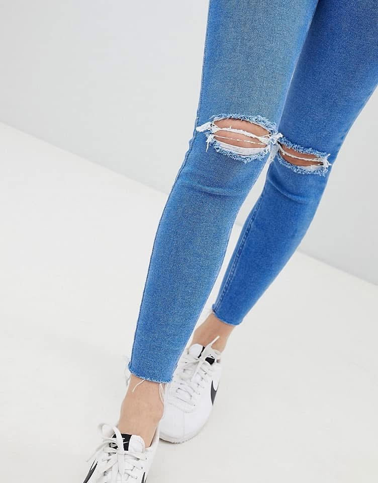 Blue Ripped super Skinny jeans - New Look