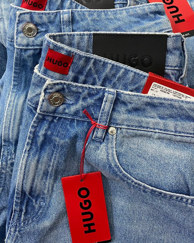 STRAIGHT-FIT JEANS IN BRIGHT-BLUE RIGID DENIM - HUGO