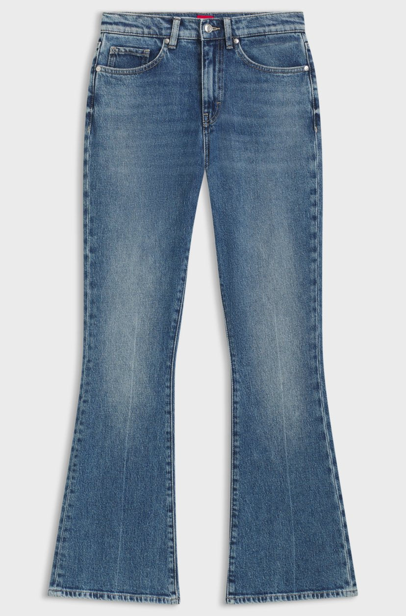 FLARED-LEG SKINNY-FIT JEANS IN BLUE STRETCH DENIM - HUGO