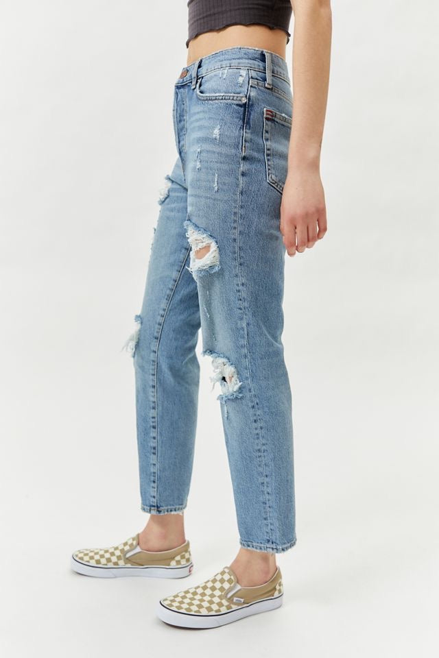 Comfort Stretch Slim Straight Jean - Distressed Medium Wash - BDG
