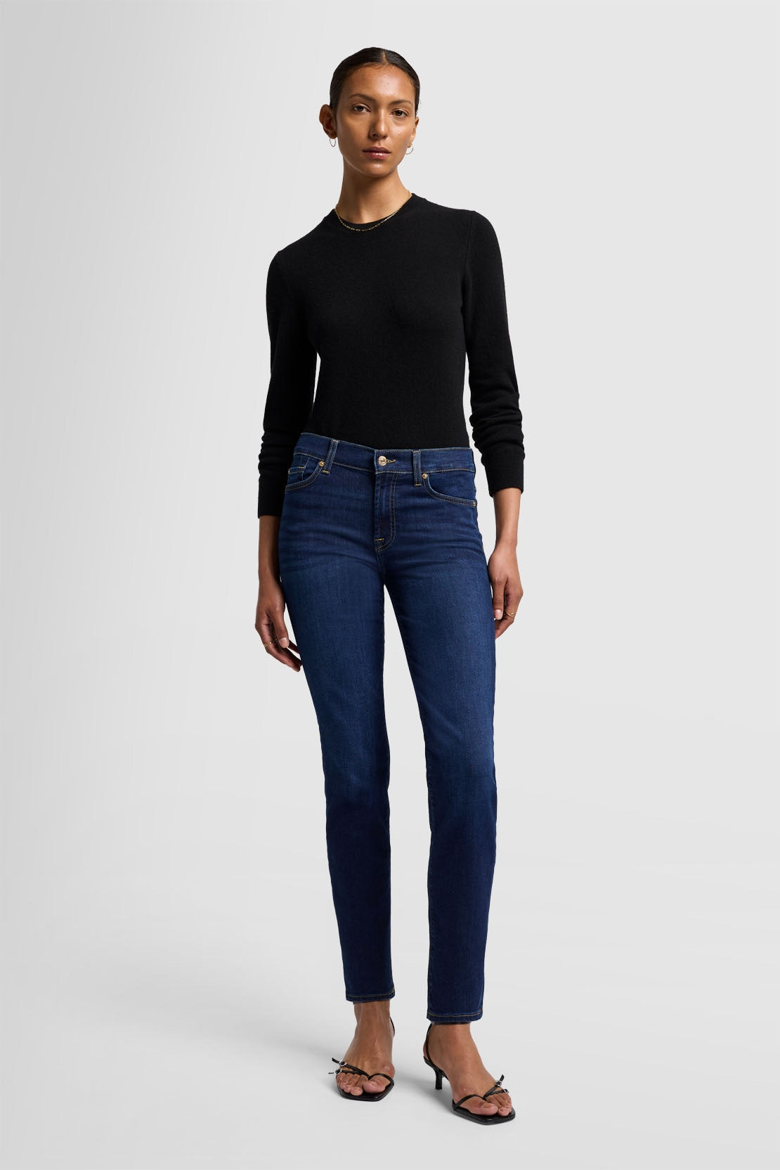ROXANNE ANKLE Mid Waist Slim dark blue jeans -  7 FOR ALL MANKIND