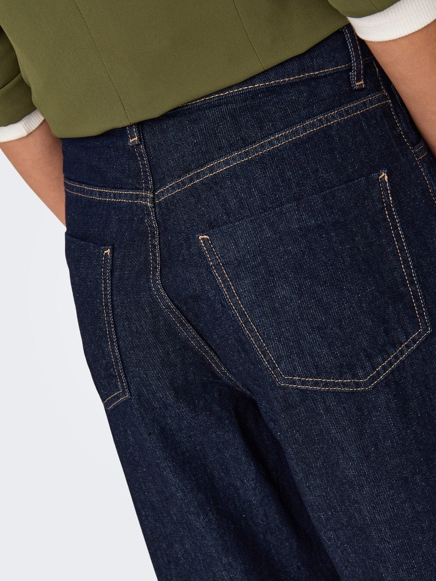 ONLHOPE WIDE FOLD UP RINSE - Wide Leg - dark blue denim - ONLY
