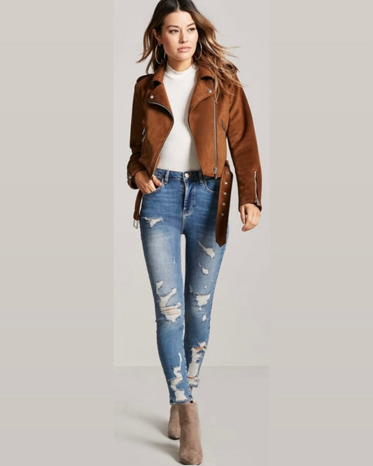 Distressed Mid Rise Skinny Jeans - Forever21
