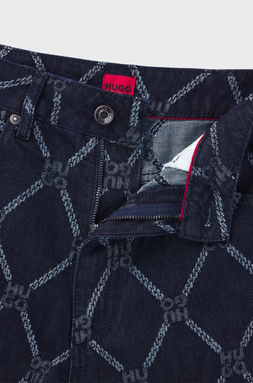 WIDE-LEG JEANS WITH STACKED-LOGO MOTIF - HUGO BOSS