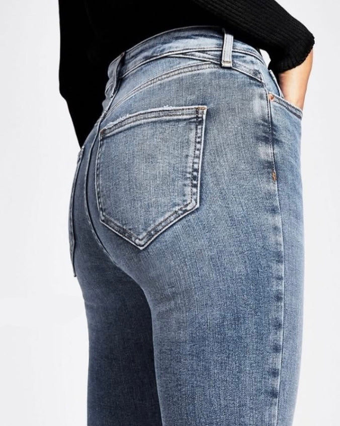 Blue high rise skinny jeans - River island