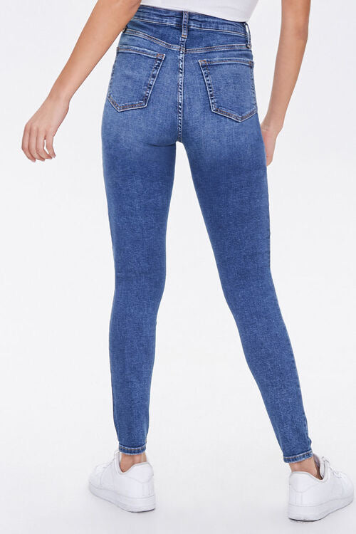 Distressed High- Rise Skinny Jeans - Forever21