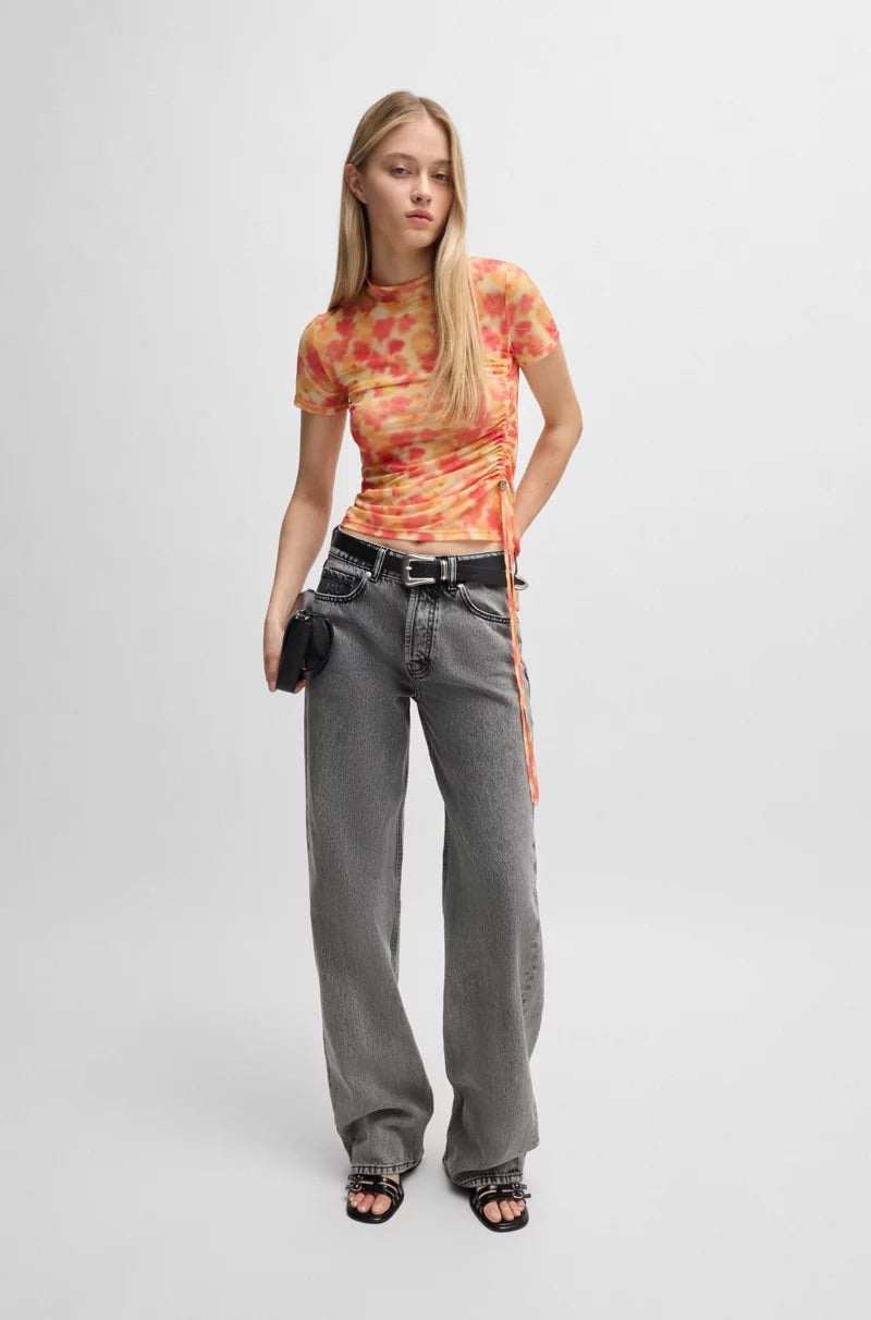 STRAIGHT-FIT JEANS IN GREY RIGID DENIM - HUGO