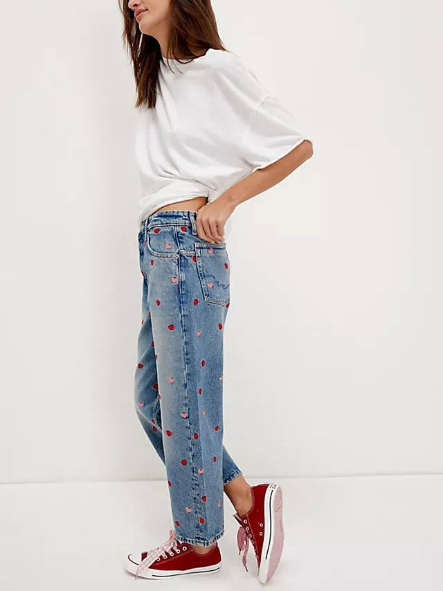 Free People - Deep Trance Embroidered Dropped Boyfriend leans - We The Free