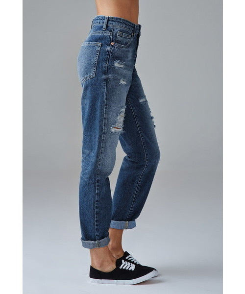 Distressed Boyfriend Jeans - Forever21