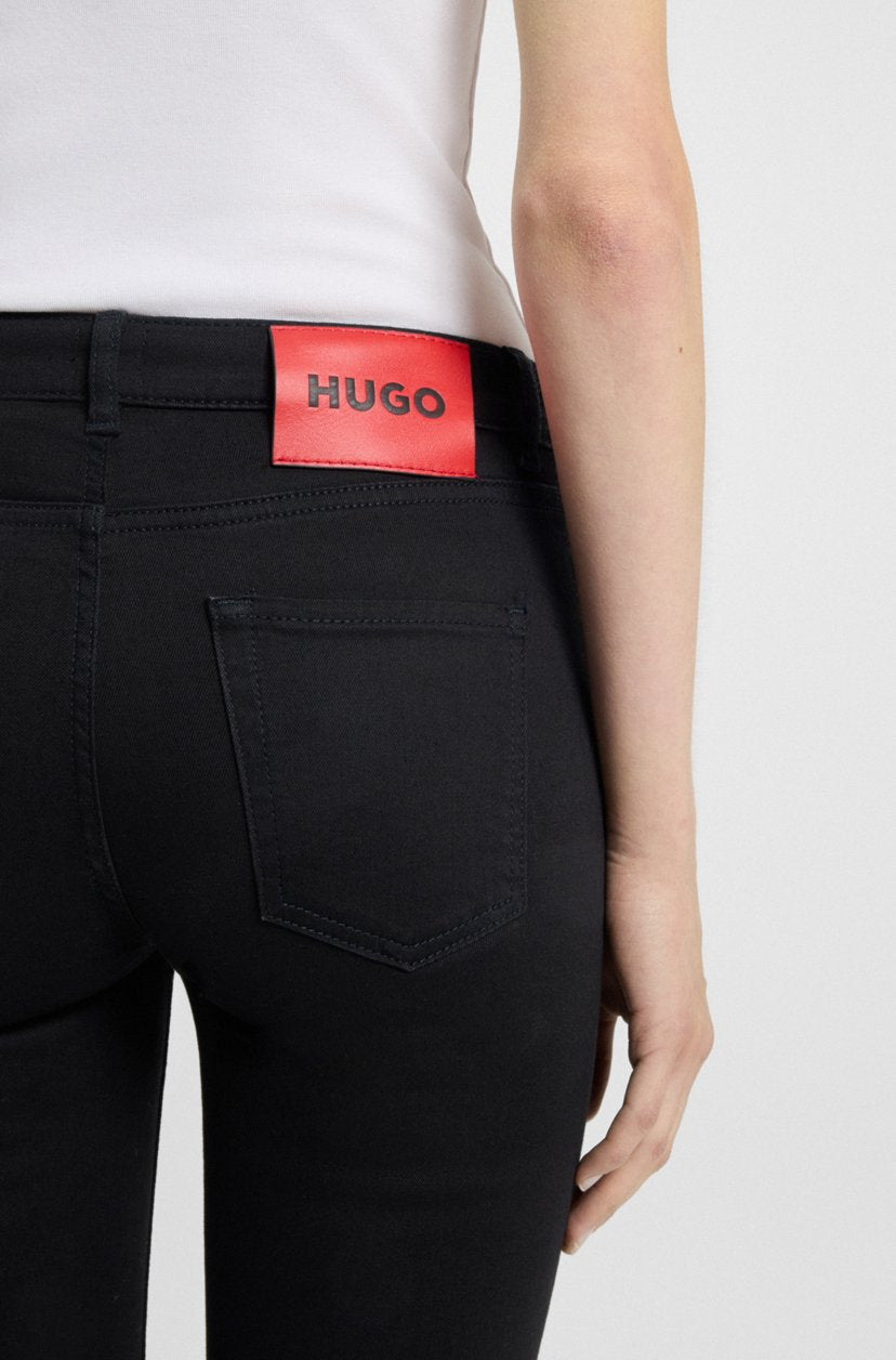 SKINNY-FIT JEANS IN BLACK STRETCH DENIM - HUGO