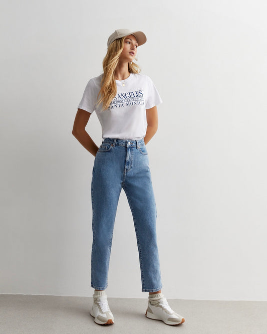 Blue Ankle Grazing Hannah Straight Leg Jeans - New Look