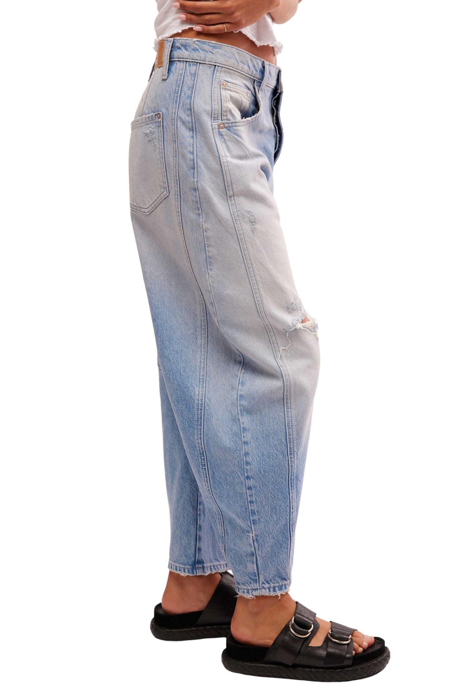 Free People - We The Free Good Luck Mid-Rise Barrel Jeans